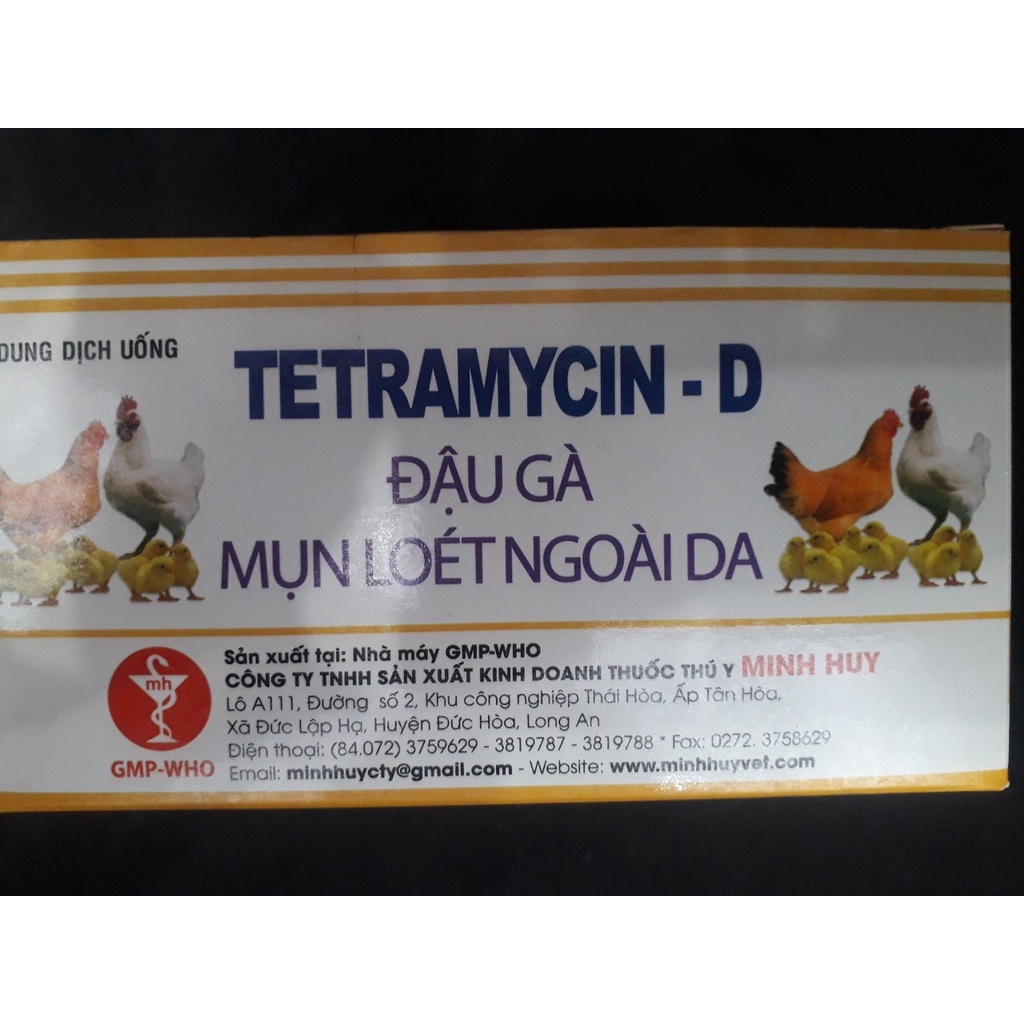 TETRAMYCIN D. ĐẬU GÀ MINH HUY LỌ 10ML