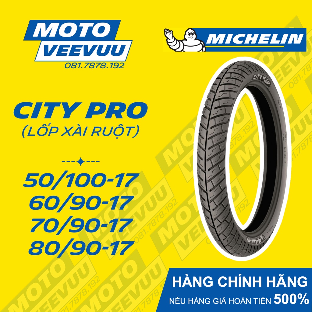 [Mã LIFEAU5SALE giảm 10% đơn 50K] Vỏ lốp xe máy Michelin City Pro xài ruột 50/100-17 60/90-17 70/90-17 80/90-17 TT