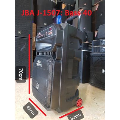 Loa kéo Karaoke Bluetooth JBA J-1507: Bass 40, Có 2 Micro không dây đi kèm
