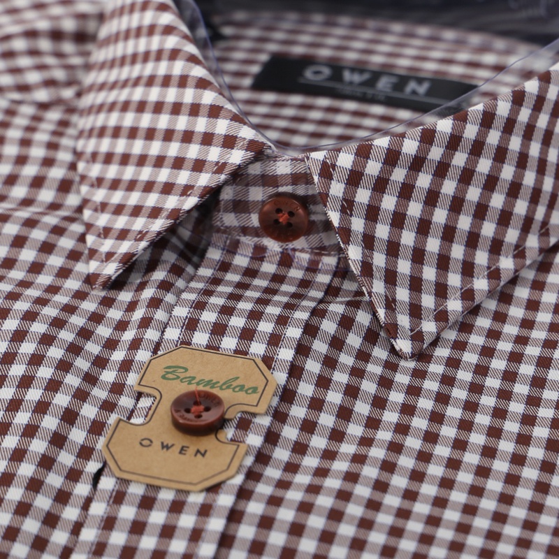 Áo sơ mi dài tay Nam Owen Bamboo Slim Fit màu Nâu trắng - AS23368D