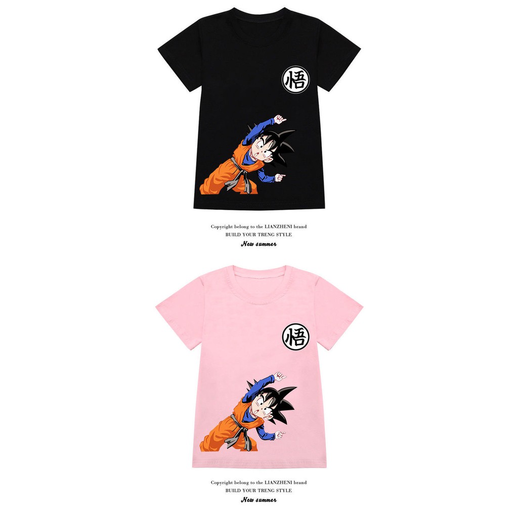 ㍿✻Dragon Ball T-shirt, bé trai, cotton ngắn tay, Sun Wu, cậu lớn trong bầu trời, quần áo gái, thể thao Hàn Quốc