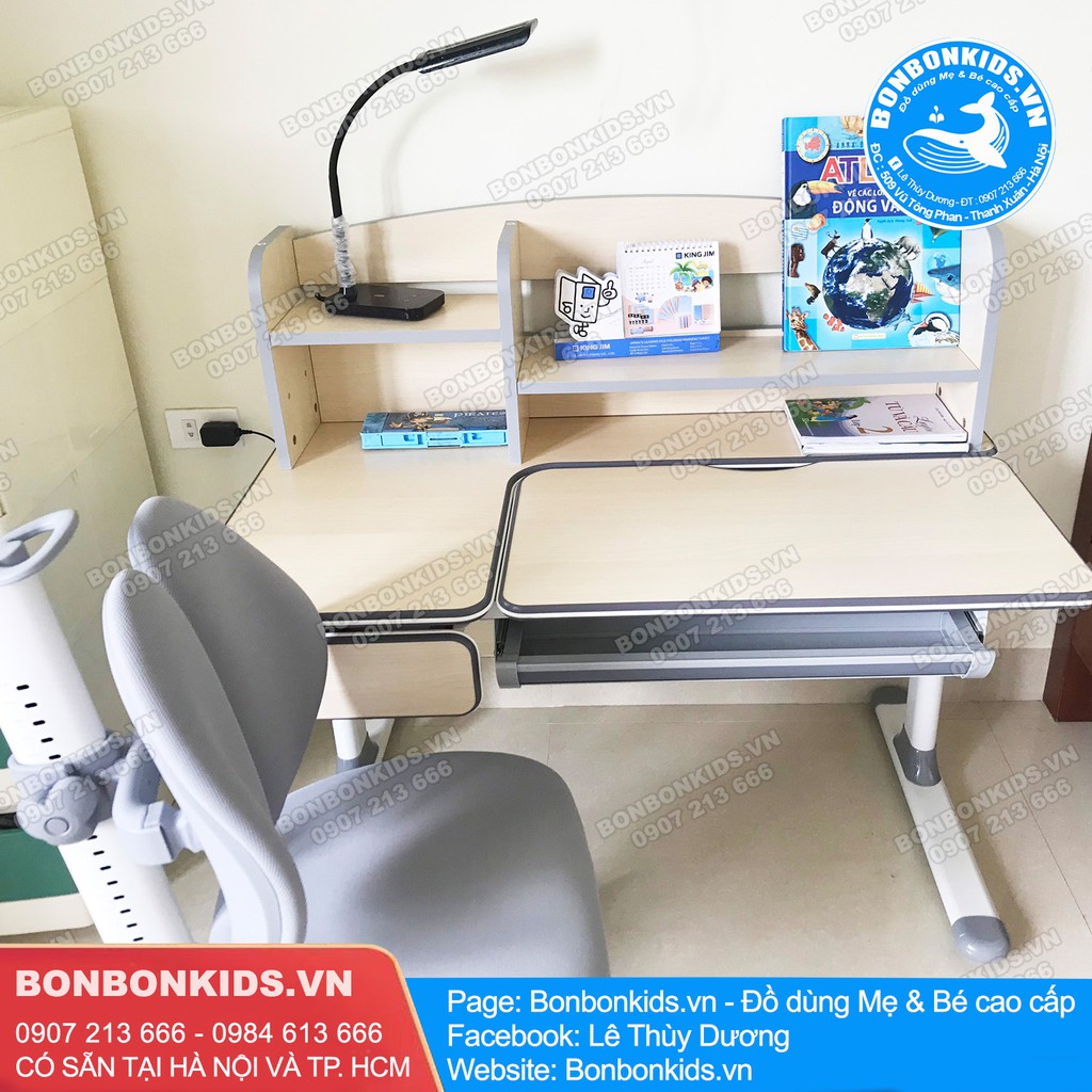 Bàn học sinh chống gù cận kèm giá sách, Bàn học Hàn Quốc Newber Luxury G600 cao cấp | BigBuy360 - bigbuy360.vn