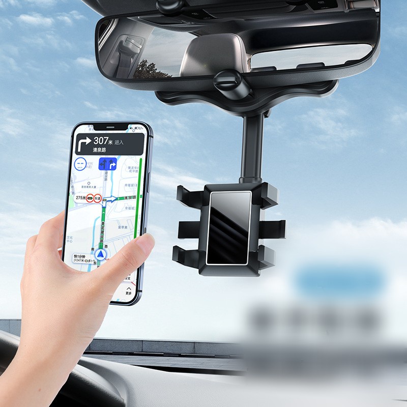 360° Giá Đỡ Điện Thoại Gắn Gương Chiếu Hậu Xe Hơi Xoay Linh Hoạt Tùy Chỉnh DVR/GPS Tiện Dụng