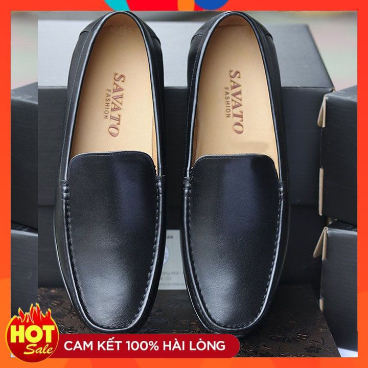 Giày Lười Nam Cao Cấp Dáng Xỏ Đế Đen Full Màu, Giày Nam Trơn Chất Da Bò Thật GL05 - Bảo Hành 12 Tháng Về Da