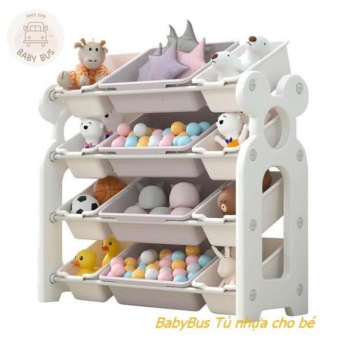 Kệ đựng đồ chơi cho bé bo tròn màu kem hình gấu rèn luyện montesori cho trẻ em