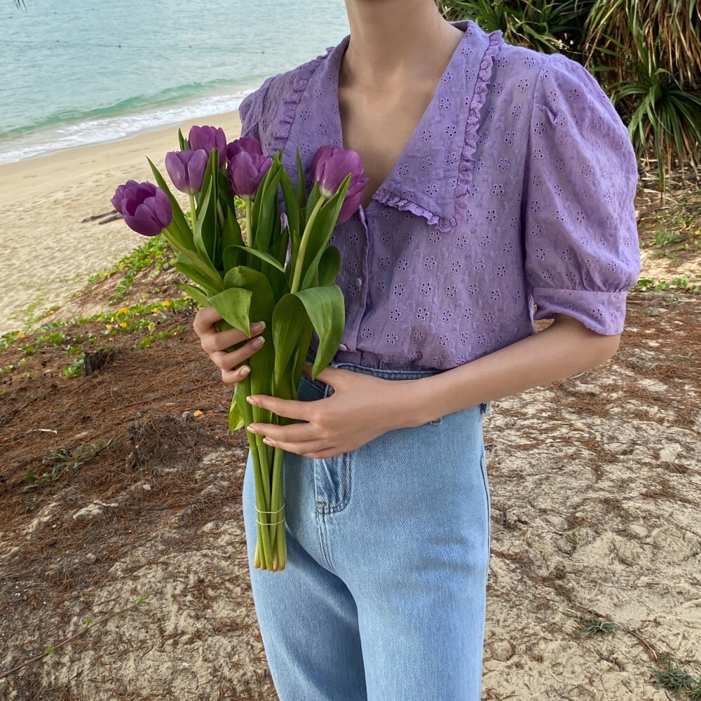 SUXI Áo Nữ Tay Ngắn Phối Ren Thời Trang Quý Phái