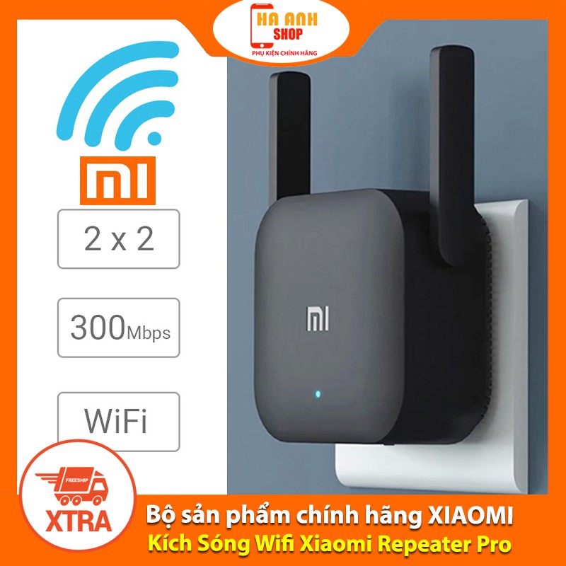 Kích Sóng Wifi Xiaomi Repeater Pro có 2 Râu - Kích sóng khoẻ - Xuyên tường nhiều lớp(Tặng mã Freeship Extra toàn quốc)