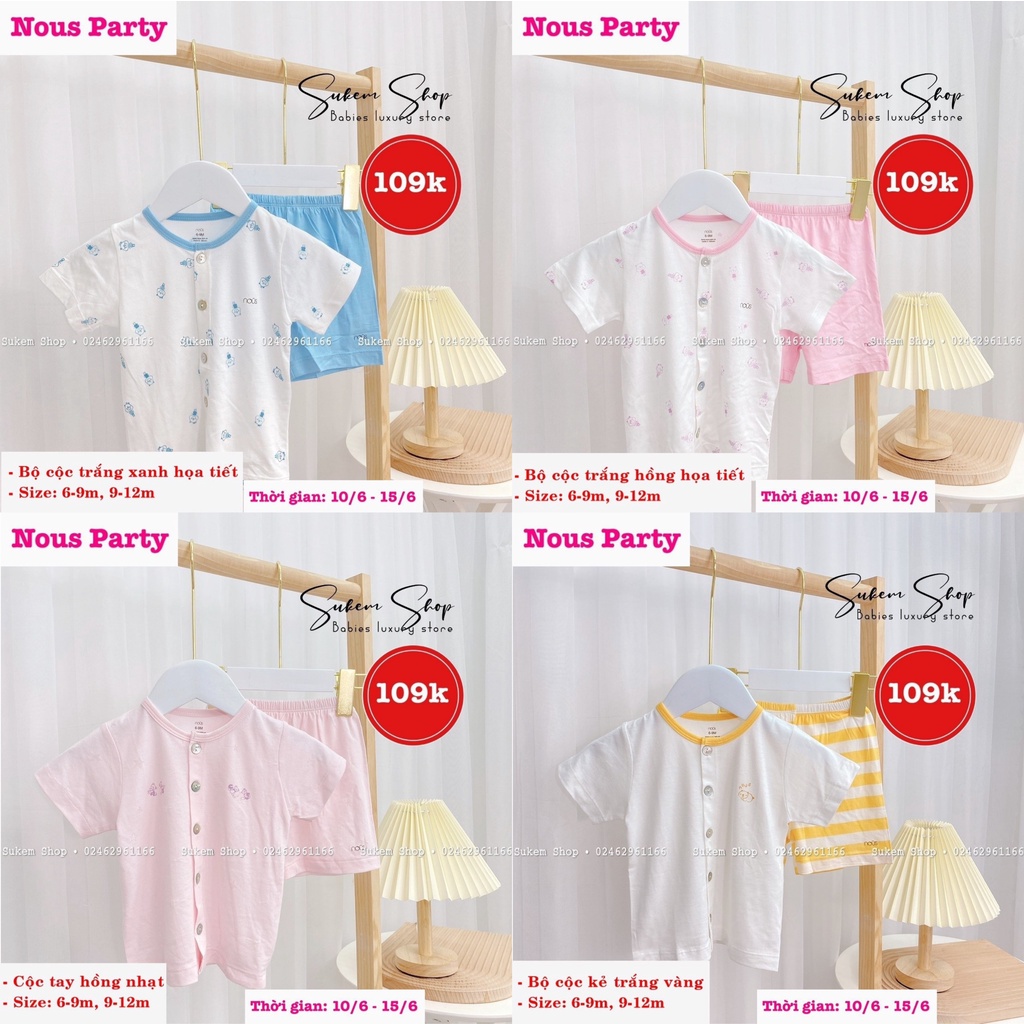 [SALE NOUS] Bộ cộc tay cúc giữa Nous chất cotton mềm mại cho bé