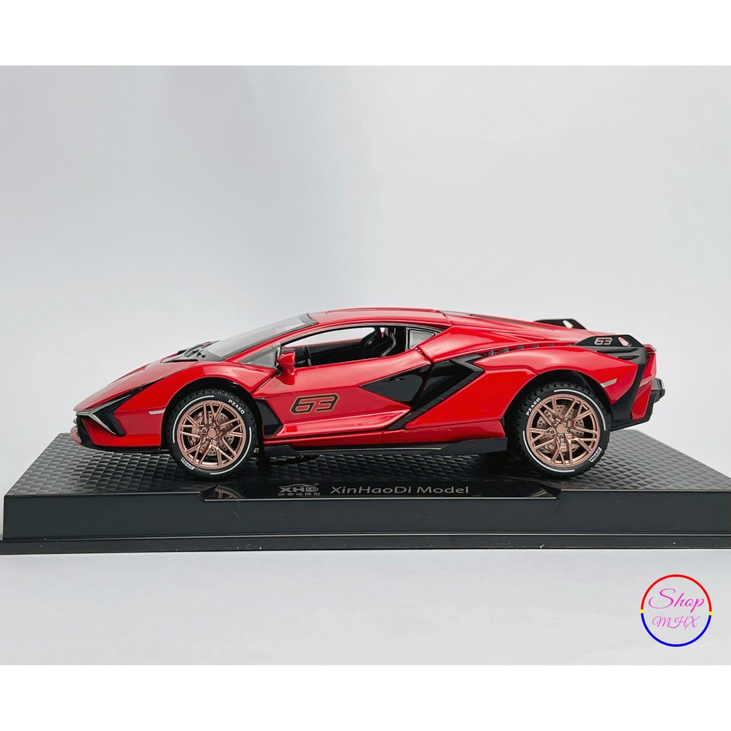 Xe mô hình sắt Lamborghini Sian FKP 37 TẶNG KÈM BIỂN SỐ tỉ lệ 1:32 hãng XHD