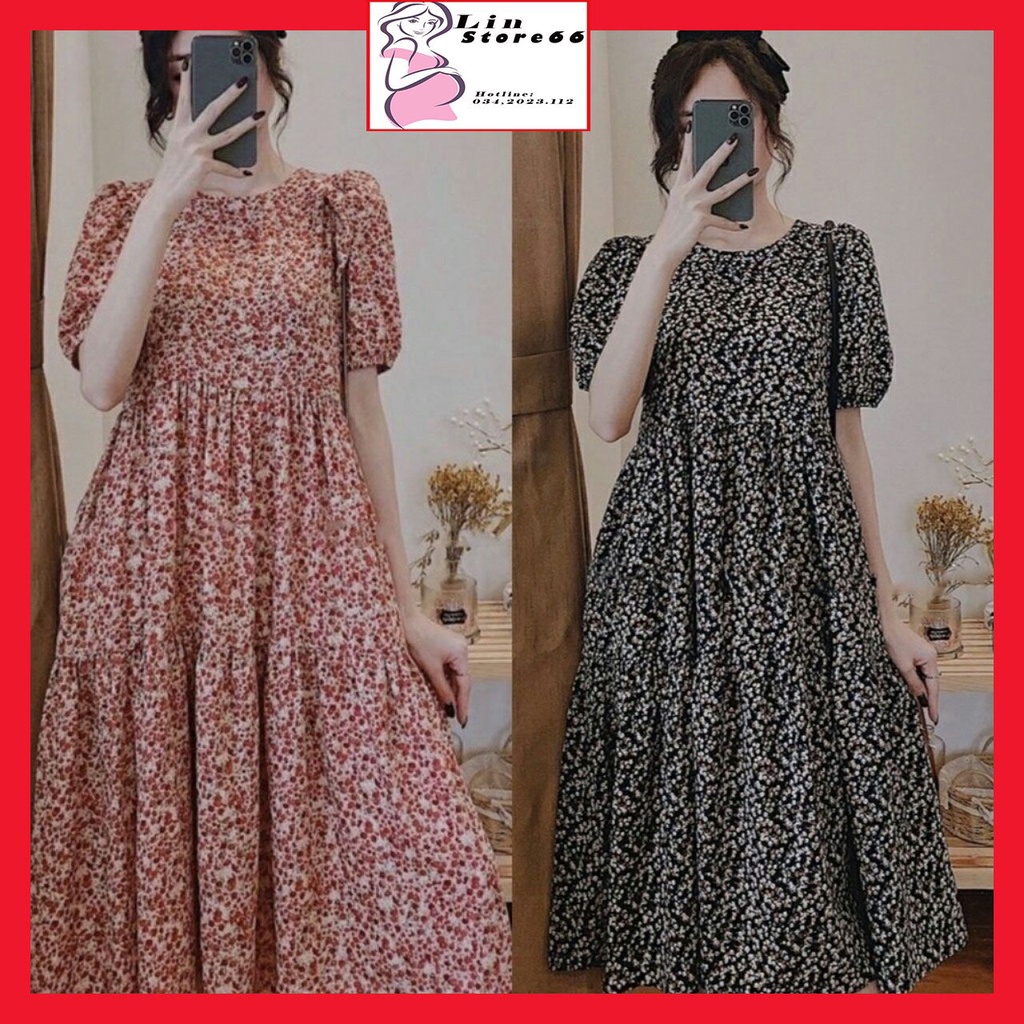 Váy Bầu Mùa Hè Hoa nhí Dáng Suông. Đầm Bầu Thiết Kế Công Sở Đi Làm Đi Chơi Dễ Thương A029 Lin Store66
