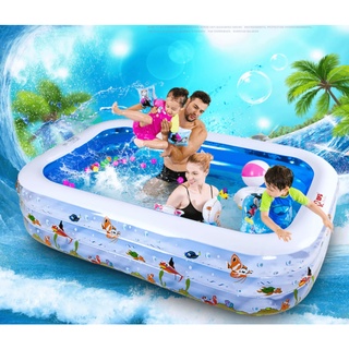 Bể Bơi 2 Tầng 1m2 Cho Bé,Hồ Bơi Mini Cho Bé Hình Chữ Nhật,Có Đế Chống Trượt,Tặng  Kèm Bơm.