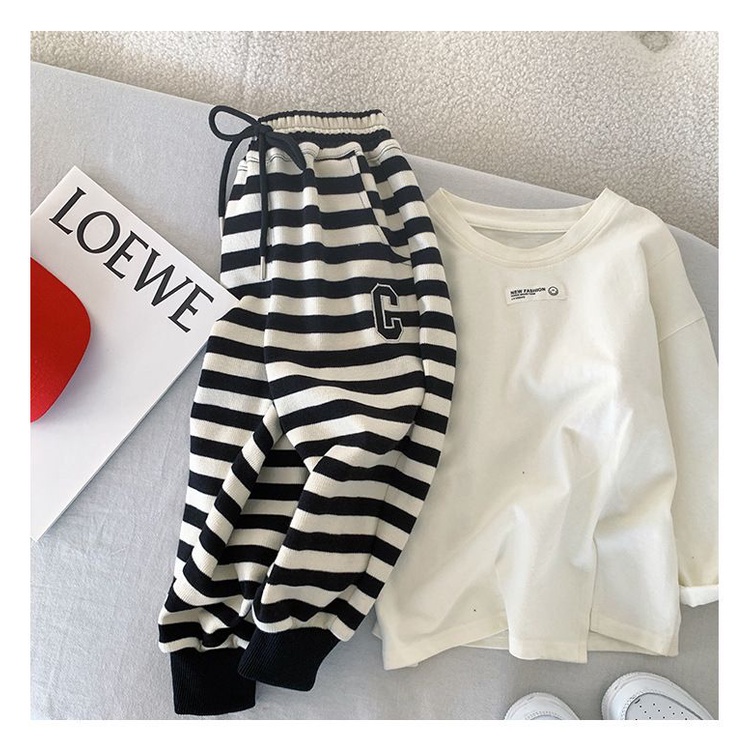 [Babycat] Hàng Có Sẵn Quần Dài Kẻ Sọc Phong Cách Hàn Quốc Nhật Bản Mùa Thu Giản Dị Dễ Phối Đồ Cho Bé Trai Bé Gái