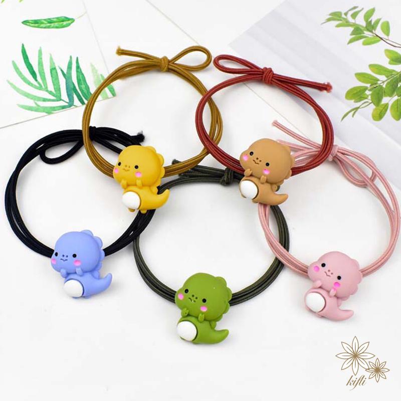 Dây Buộc Tóc Cao Su Thắt Nút Họa Tiết Khủng Long Hoạt Hình Đáng Yêu