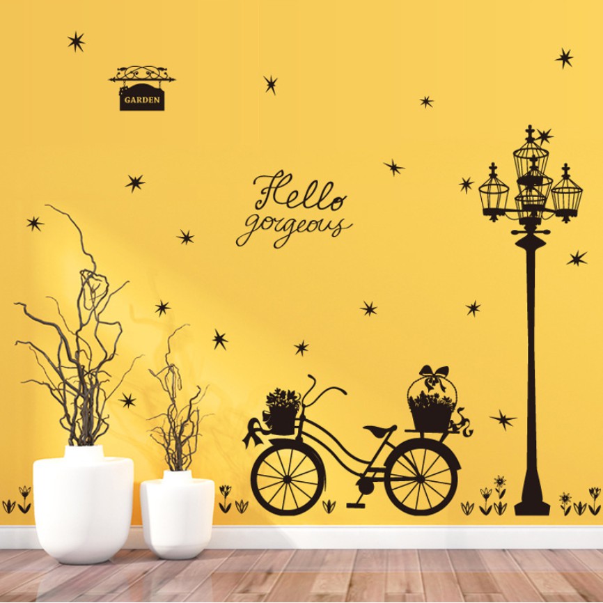 Decal Dán Tường Hình Xe Đạp - Trang Trí Decor Phòng Ngủ, Phòng Khách - Min STORE