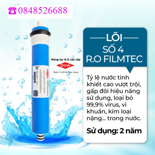 Lõi lọc nước số 4 Karofi- Màng RO Filmtec TW30-1812-50HR- RO 100GPD Hàn Quốc- RO PURIFIM USA