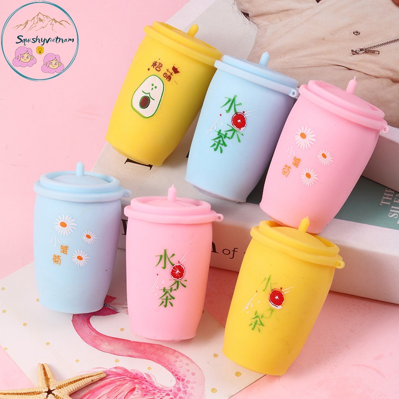 Squishy Mochi Hình Cốc Trà Sữa PHÁT SÁNG mềm dễ thương chân thực giảm stress co dãn đàn hồi ngộ nghĩnh