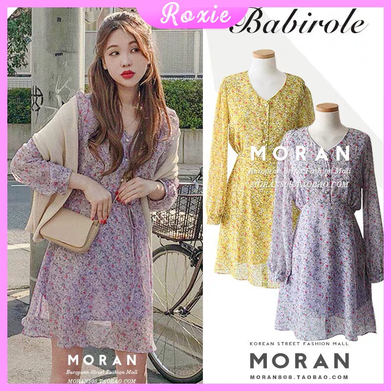 Váy vintage hoa nhí dáng ngắn chất voan, Đầm hoa nhí ulzzang dài tay - Roxie | BigBuy360 - bigbuy360.vn