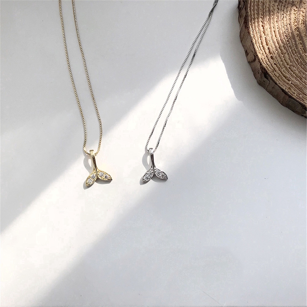 fashion woman simple 925 silver Mermaid Tail Pendant necklace charm Chain Clavicle
