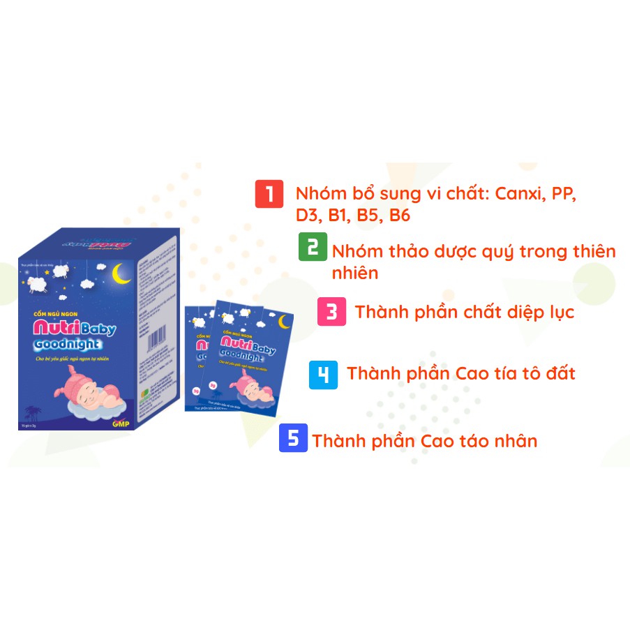 Nutri baby - Cốm Ăn Ngon Ngủ Ngon Cho Bé Hộp 16 Gói