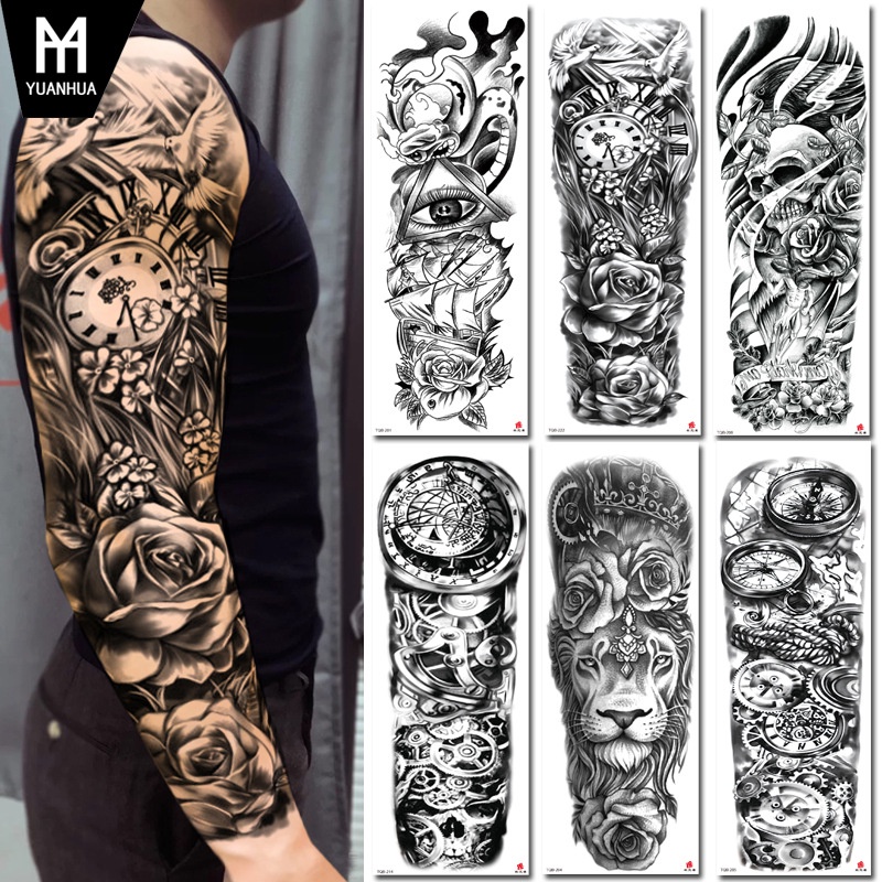 Hình xăm tạm thời cho nam giới Hình xăm cánh tay không thấm nước và lâu dài Hình xăm giả toàn bộ cánh tay và nửa cánh tay
