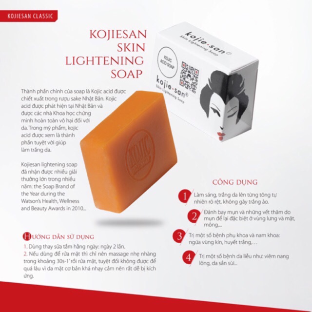 Xà bông trắng da, loại bỏ mụn lưng Kojie.San 135g hàng chính hãng