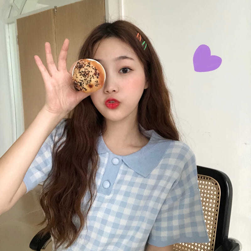 Áo polo COZOKC dệt kim tay ngắn dáng ôm kẻ sọc caro cá tính