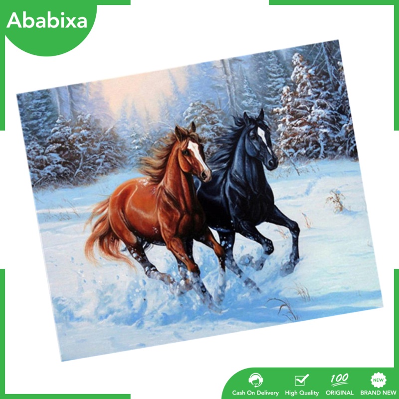 Tranh Thêu Chữ Thập Đính Đá 5d Tự Làm Hình Ngựa Con