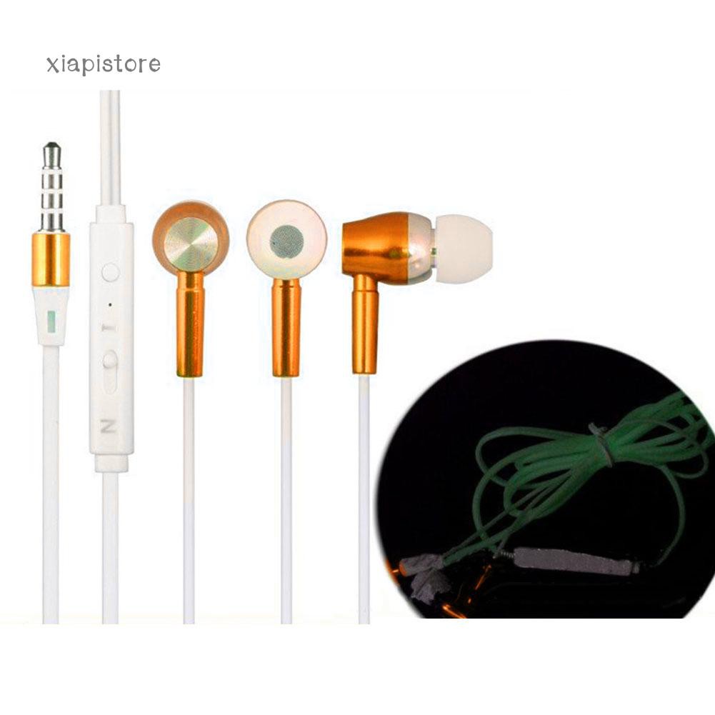 Tai nghe nhét tai jack 3.5mm thiết kế dây dạ quang thời trang