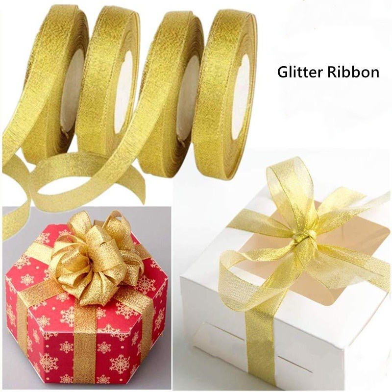 Cuộn Dây Ruy Băng Kim Loại Dài 25 Yards 22M Dùng Trang Trí Tiệc Giáng Sinh