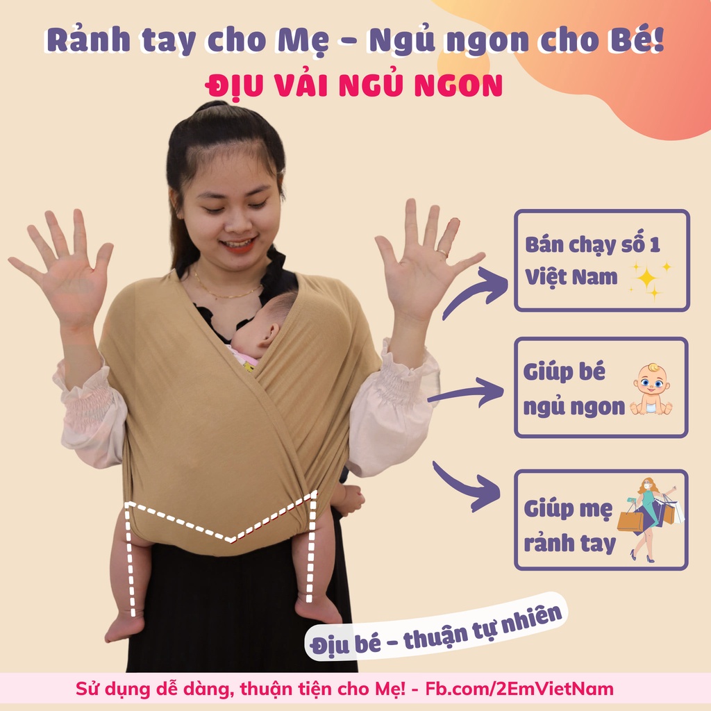 Xám Xi Măng - [FREE SHIP] Địu vải em bé sling sơ sinh 0-24 tháng - Màu Xám Xi Măng Rất Sang - chỉnh size