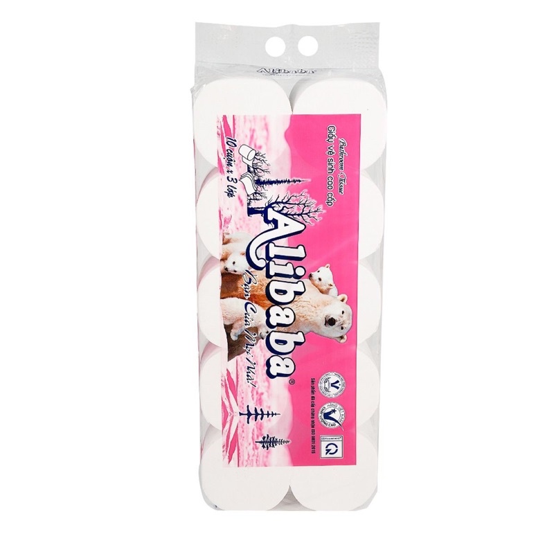 Giấy Vệ Sinh Cao Cấp Mylan Gấu Hồng 4 Lớp Không Lõi