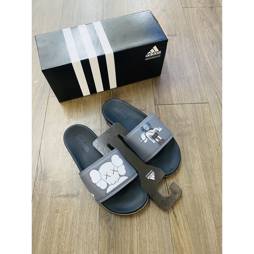 Dép adidas plus nam*kaws xám quai đen