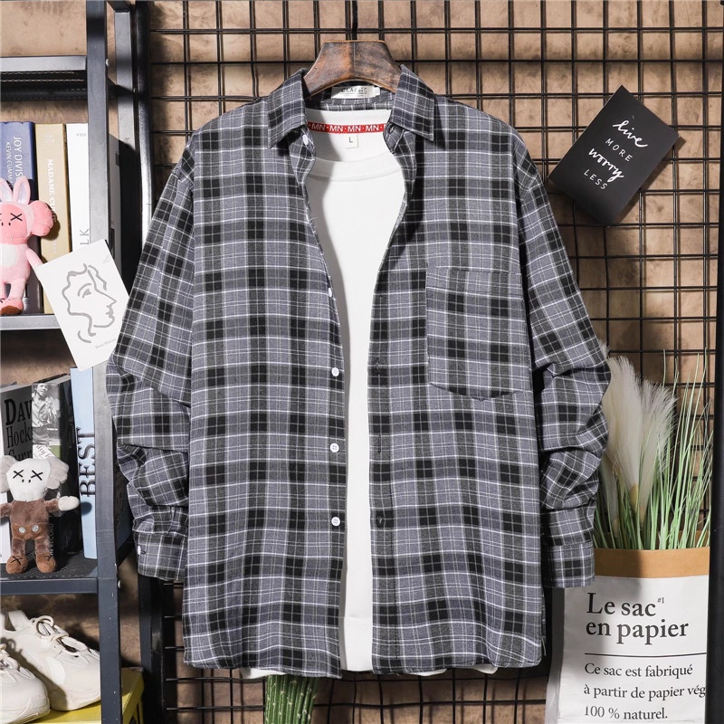 Áo Sơ Mi Dài Tay Phong Cách Hàn Quốc Thời Trang Xuân Thu 3 Màu Tùy Chọn S-3XL Cho Nam