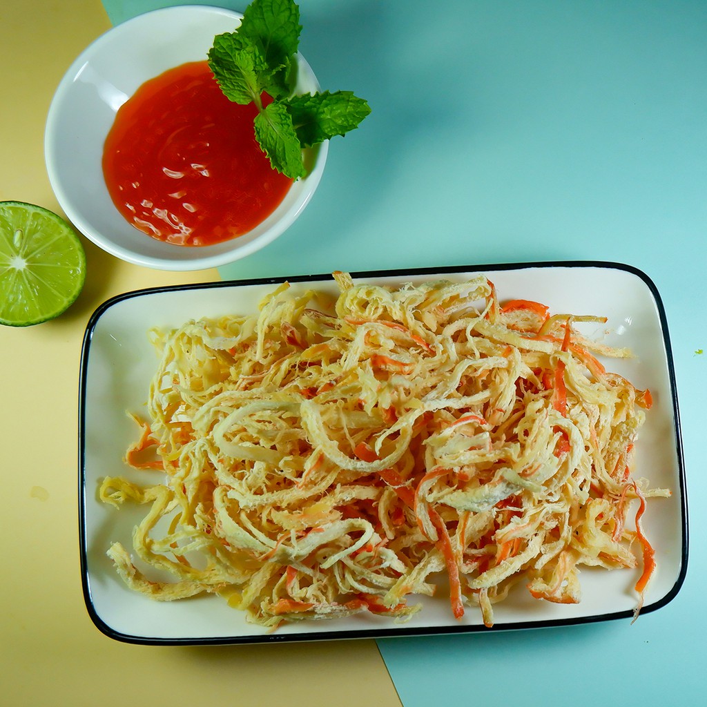 Khô mực hấp dừa xé sợi 200gr kèm tương ớt, ăn vặt Hà Nội | BigBuy360 - bigbuy360.vn