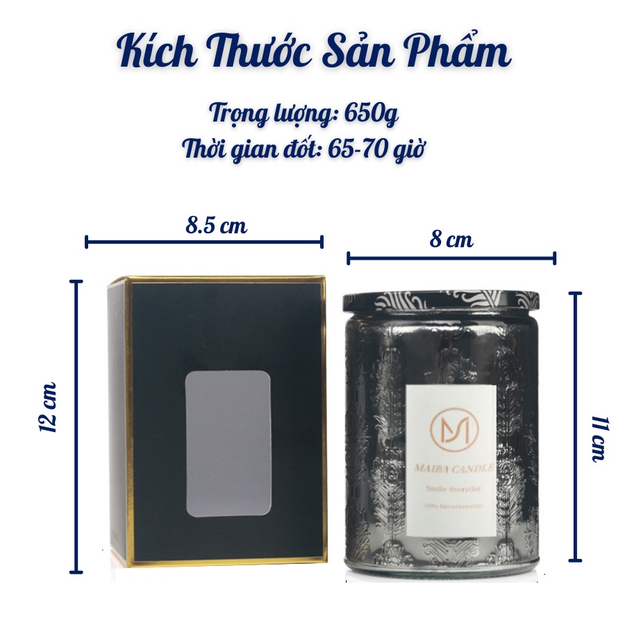 Nến thơm trang trí LUXURY sáp dừa khử mùi không gian nhà cửa big size 70h