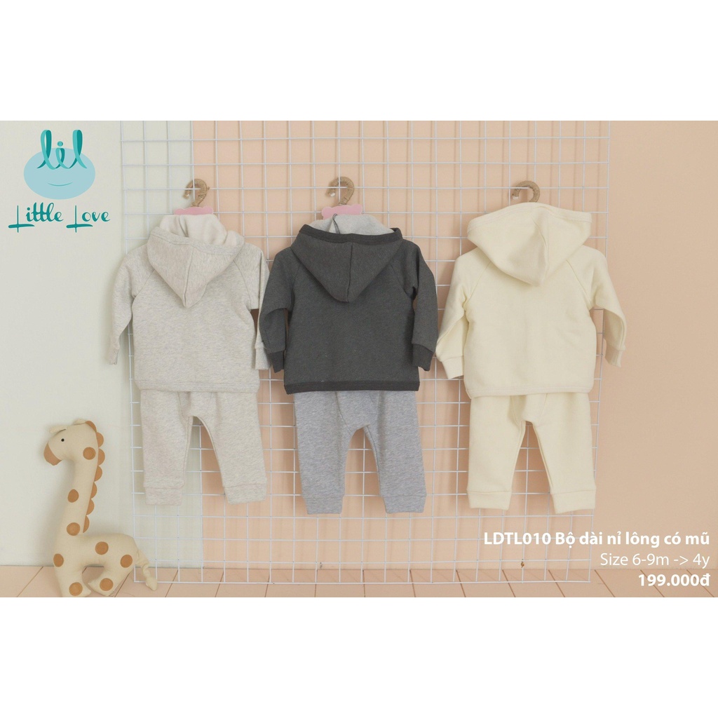 Bộ nỉ Little Love nỉ lông dày dặn cho bé trai bé gái