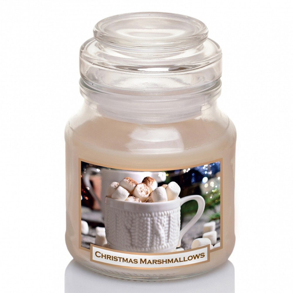 Hũ nến thơm tinh dầu Bartek Christmas Marshmallows 130g QT06652 - kẹo dẻo vani, thơm phòng, khử mùi (giao mẫu ngẫu nhiên