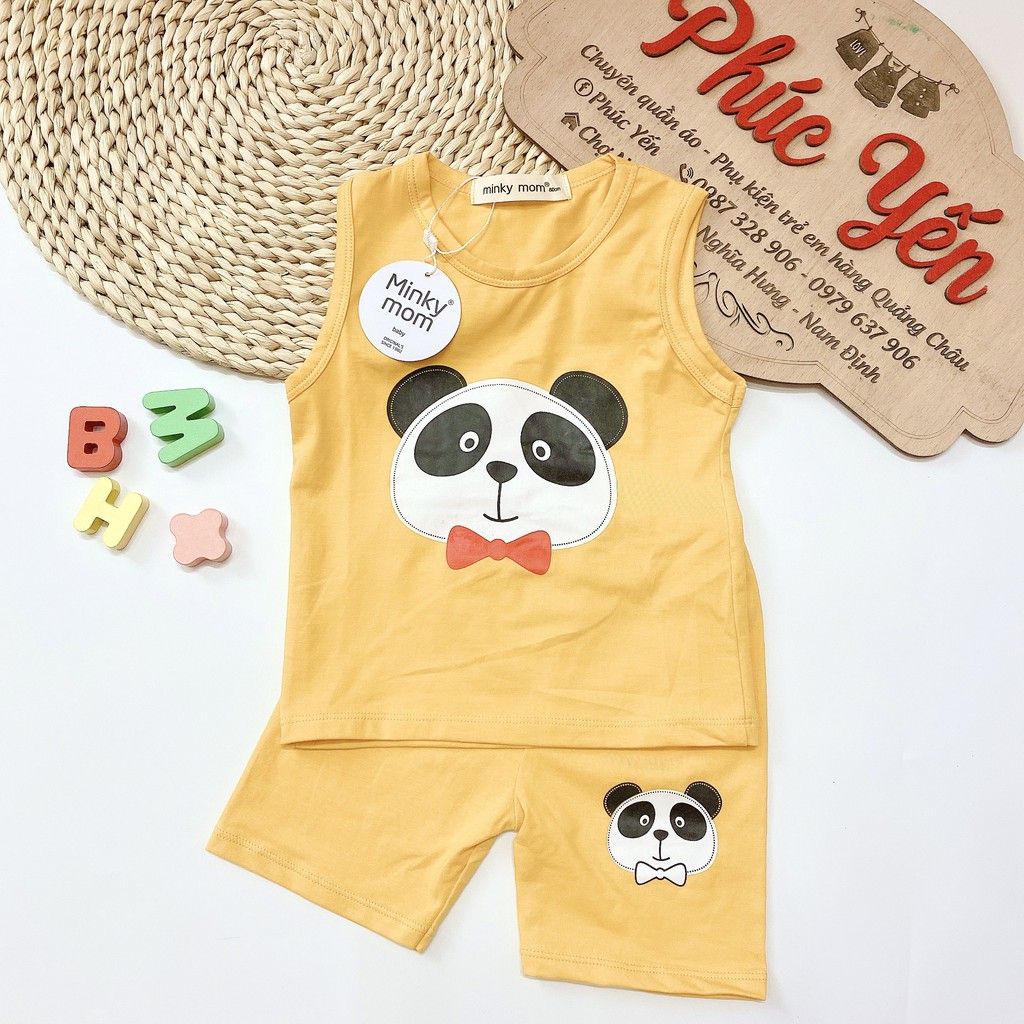 Sale !!! Bộ Ba Lỗ Cotton 100 % Minky Mom In Họa Tiết Gấu-Chó-Sư Tử Cho Bé_Super Sale (9-19kg) (1313 )