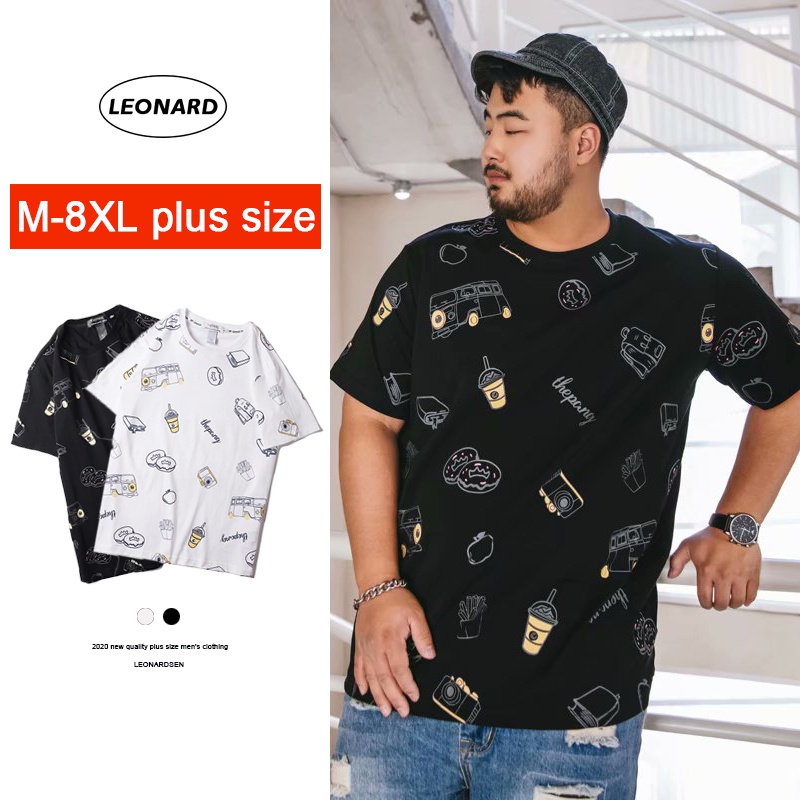 Áo Thun Cổ Tròn Tay Ngắn Dáng Rộng In Họa Tiết Thời Trang Có size Lớn 8XL Cho Nam