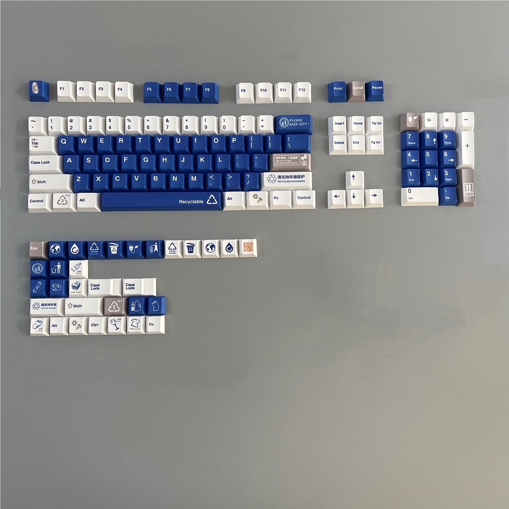 Recyclable Keycaps Cherry Profile Xanh lam Thân thiện với môi trường PBT DYE SUB Bàn phím cơ học Keycap