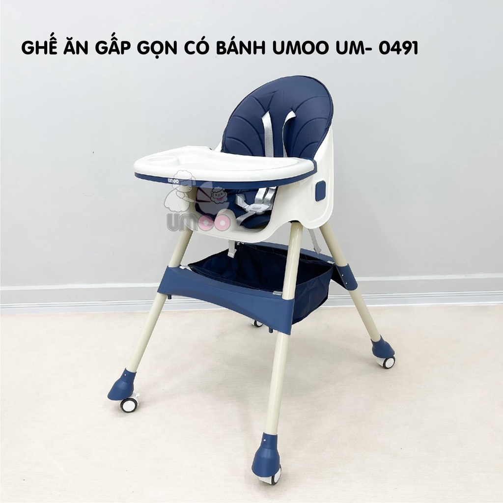 Ghế ăn dặm gấp gọn CAYABE Umoo có bánh xe điều chỉnh độ cao mã 0491