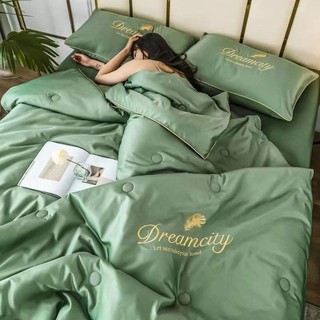 Set chăn ga gối lụa dream city “ chăn trần hè”