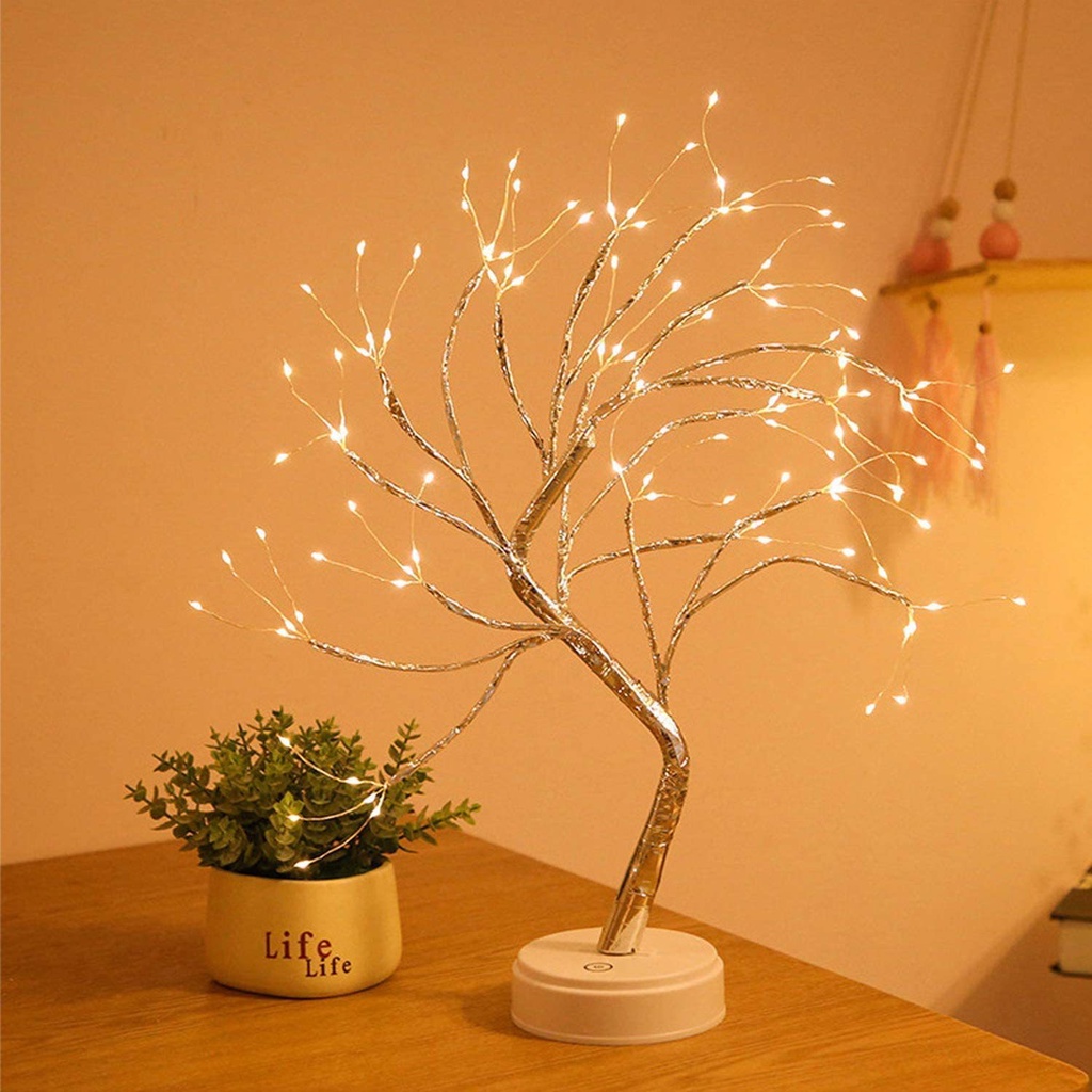Đèn ngủ để bàn, đèn LED trang trí phòng ngủ hình cây decor bàn làm việc hoặc phòng ngủ dùng Pin hoặc USB SUVADO