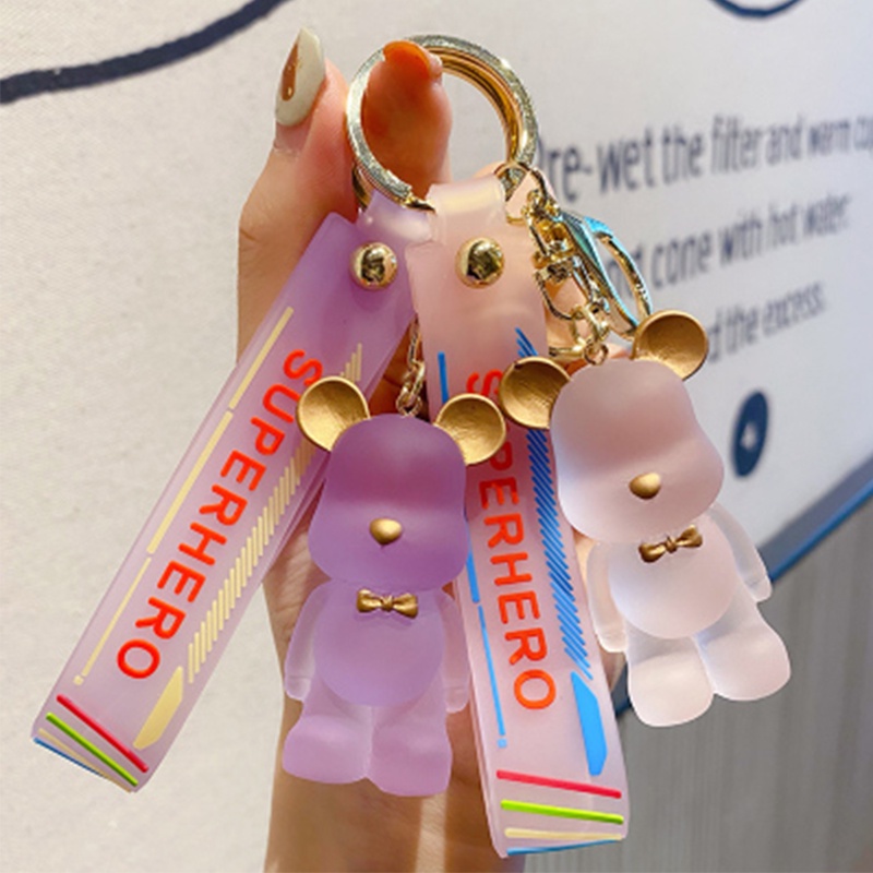 Móc Khoá Gấu Bearbrick Màu Pastel Có Dây Siêu Xinh