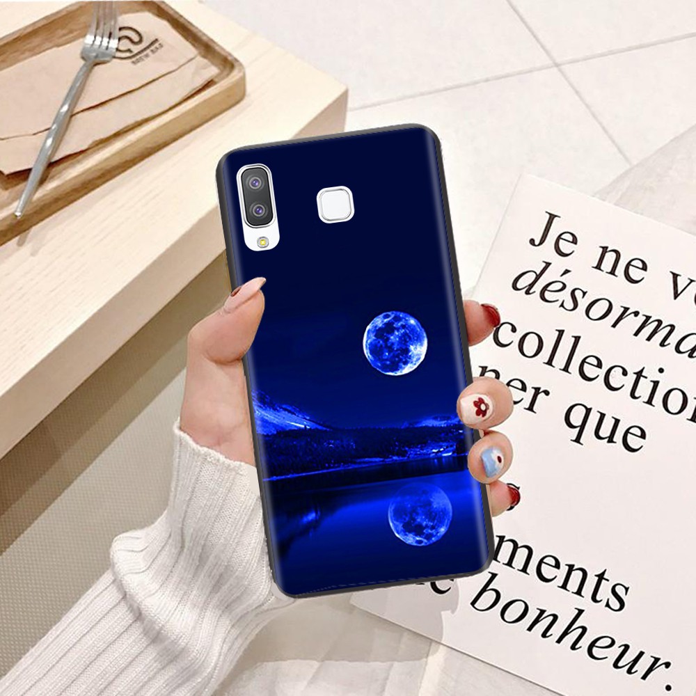Ốp lưng Samsung A8 Star Silicon dẻo hình Trăng Xanh - Mycase