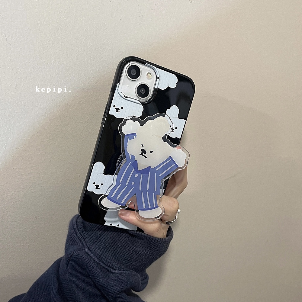 Ốp Điện Thoại Có Giá Đỡ Hình Chú Chó Mặc Pijama Cho Iphone X 13ProMax 12 / 11 7plus / XR