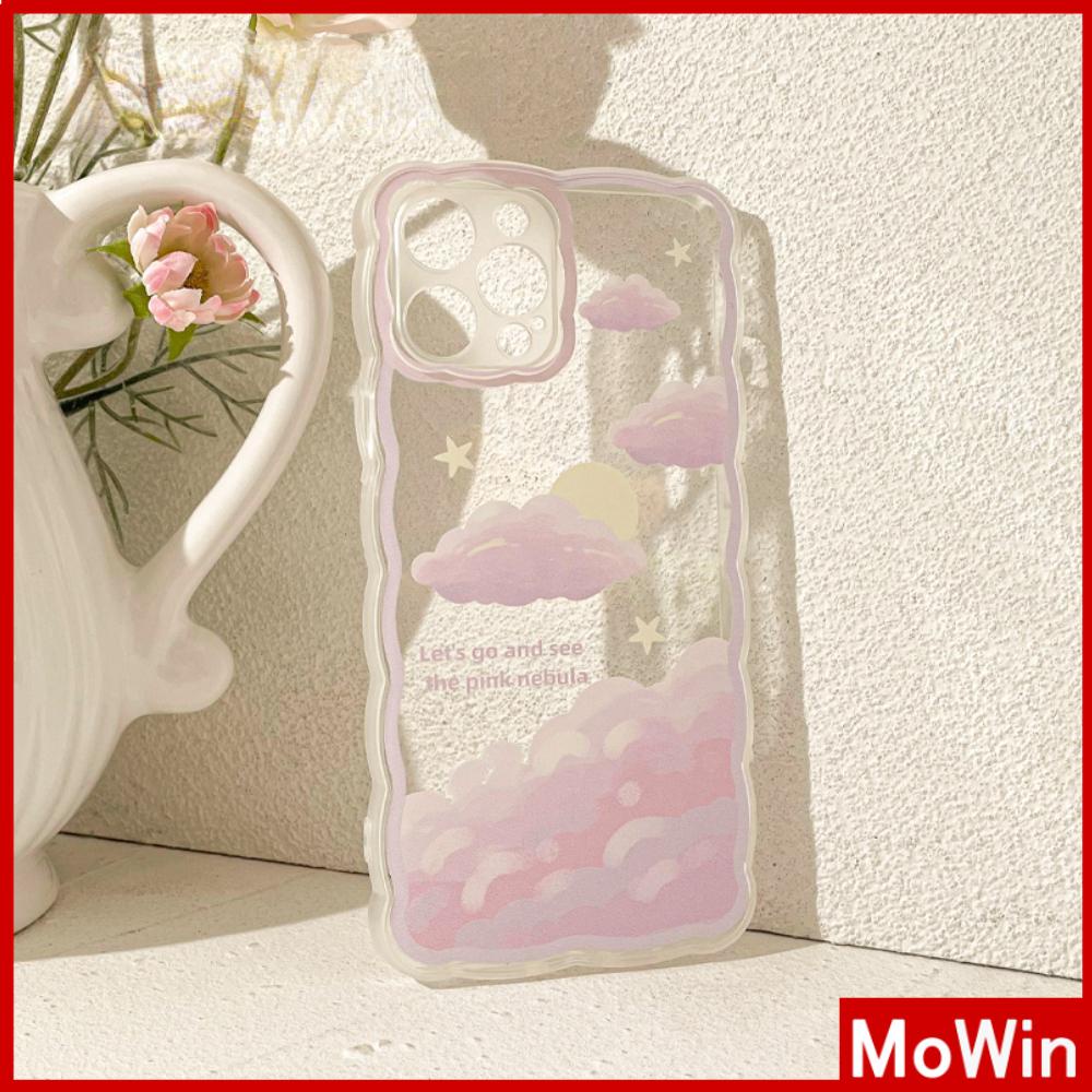 Ốp điện thoại silicone dẻo trong suốt họa tiết đám mây hồng thích hợp cho iPhone 11 13 Pro Max 12 Pro Max 7 Plus XR