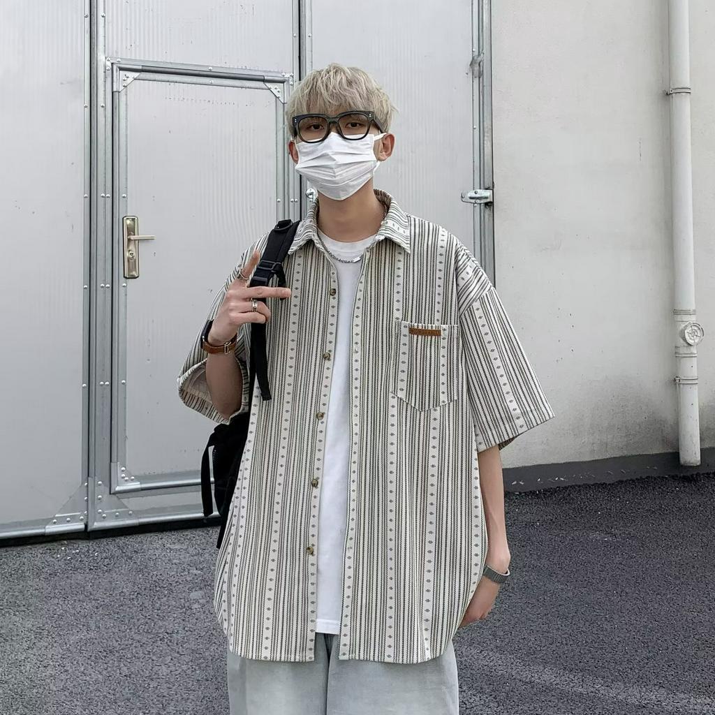 Áo Sơ Mi Nam Tay Ngắn Kẻ Sọc Thời Trang Hàn Quốc