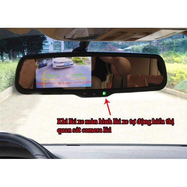 Màn hình thay chân gương 4.3 inchs có màn hình hiển thị cam lùi - cam cạp lề
