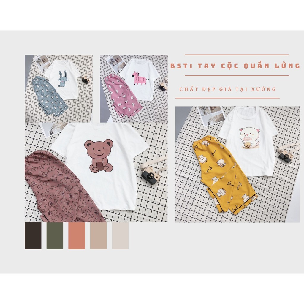 Đồ Bộ Mặc Nhà Áo Thun Phông Cotton, Quần Lửng kate thái HATIBO | BigBuy360 - bigbuy360.vn